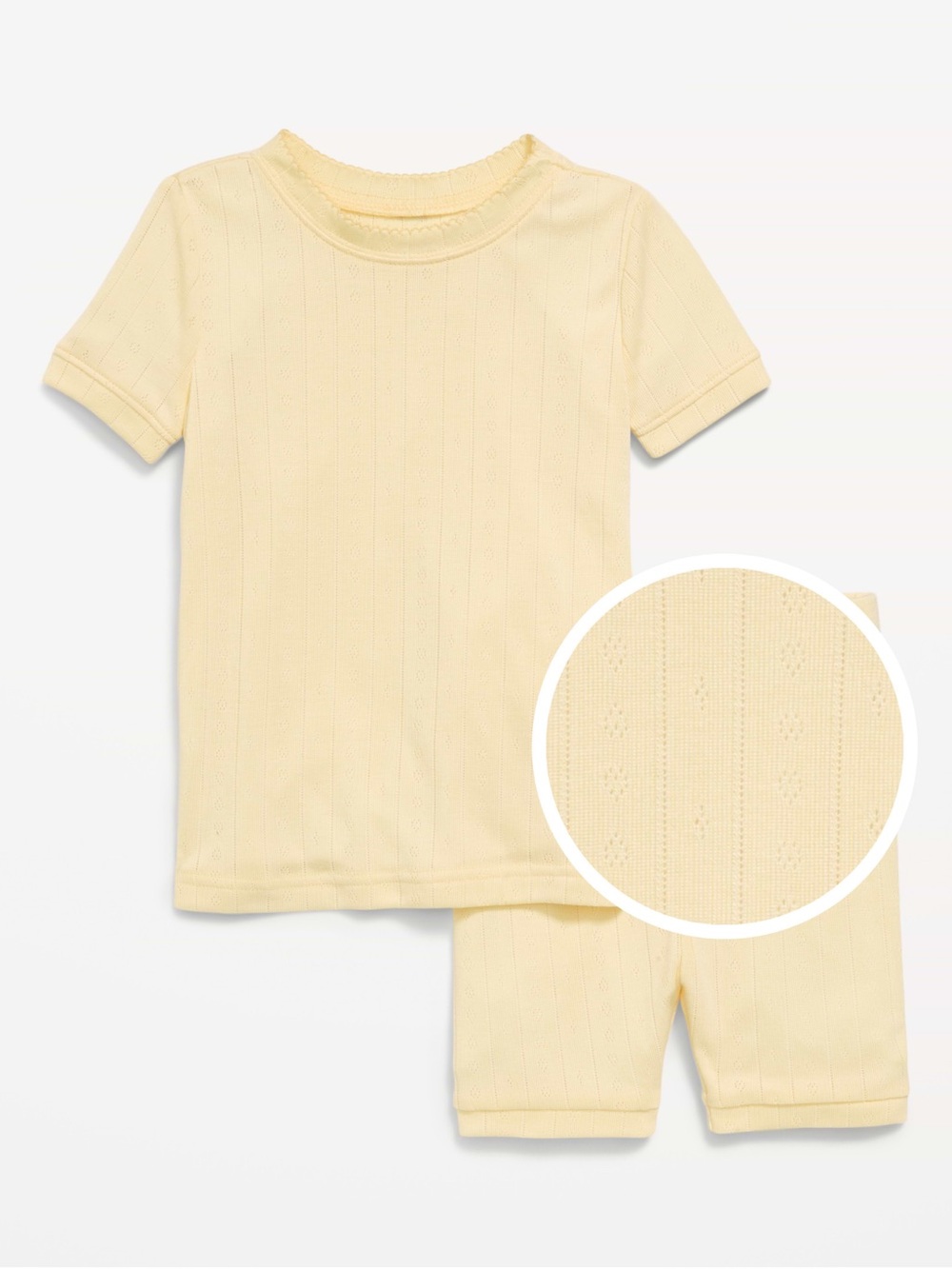Old Navy girls toddler light yellow snug fit pointelle knit short set
